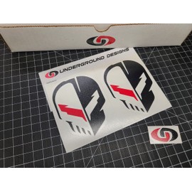C8 Skull Racing Decals (2-Pack) Jake Skull Sticker 6.2L V8 Stingray Corvette Z06 5.5L 1LT 2LT 3LT LT2 LT6 Select Color: (Gloss Black & Red)