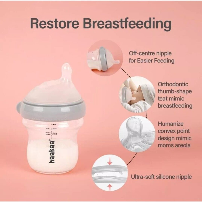 Haakaa Natural Glass Baby Bottles for Breastfeeding, BPA Free 5