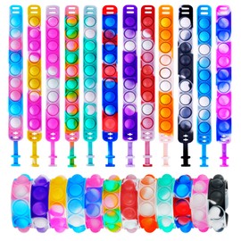 Ainiv Pop Bracelet, Pack of 12 Pop Push It, Pop Bracelet, Pop Bubble Fidget Bracelet Toy, Children's Set, Fidget Toys Set, Simple Fidget Toy Bracelet, Baby Sensory Toy, Fidgets Toys for Children