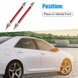 A ABSOPRO Car Front Bumper Lip Splitter Strut Tie Rod Bar Adjustable 7"-9" Bumper Lip Splitter Strut Red (Set of 2)