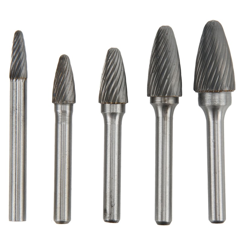 5pcs Carbide Burrs Single Cut Rotary File with 6mm/0.24in Shank