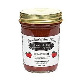 Sweet Strawberry Jam | No Added Sugar | All Natural | Homestyle Fruit Jam | Strawberry Jelly Spreadable Preserves Jams Jellies | 9 Ounce Glass Jar