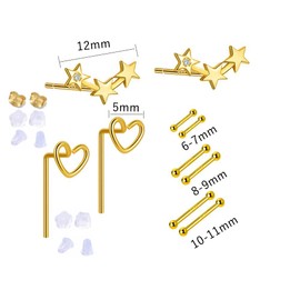 ZOCOYUU 925 Sterling Silver Stud Earrings for Women,Hypoallergenic Stud Earrings and Hoop Earrings Set Round Ball Star Cubic Zirconia Earrings Sleeper Earrings Cartilage Earrings Set for Girls