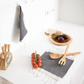 SMYRNA TURKISH COTTON Vintage Series Kitchen Dish Towels Pack of 6, Machine Washable Wash Cloths, Ultra Soft, Absorbent, Prewashed and Quick Dry Turkish Dish Towels, 12x12 Inch (Dark Gray)