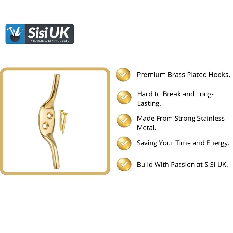 Brass Cleat Hooks Roman Blind Tie Back Brass Cord Hooks