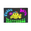 Peace Love & Happiness Flag 3x5ft Poly - Mighty-Locked Stitching