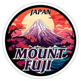 Mount Fuji Japan Sticker Weatherproof Vintage Decal Vinyl Small Waterproof for Water Bottle Mug Passport Book Scrapbook Notebook Laptop Tumbler Skateboard Computer Phone Size 4" Funny Gift ID44990