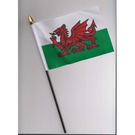Wales Welsh Dragon Hand Flag 25cm by 1000 Flags