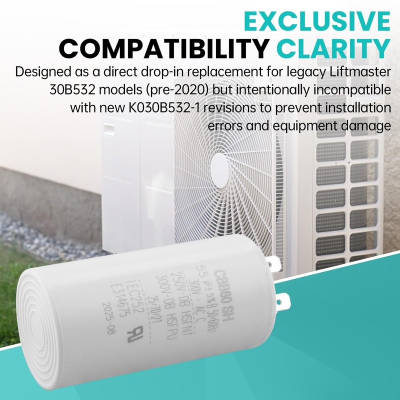 30B532 55uF 55 MFD Garage Door Opener Capacitor - Round