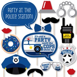 Big Dot of Happiness Calling All Units - Police - Cop Birthday Party or Baby Shower Photo Booth Props Kit - 20 Count