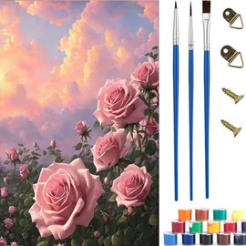 Pintura Numeros Pintar para Adultos, Paint by Numbers30*40cm, con Pinturas Acrílicas y Lienzo para Pintar, con 3 Pinceles, Sin Arrugas Enrollada Cuadros Decorativos,Juego Manualidades Pintura