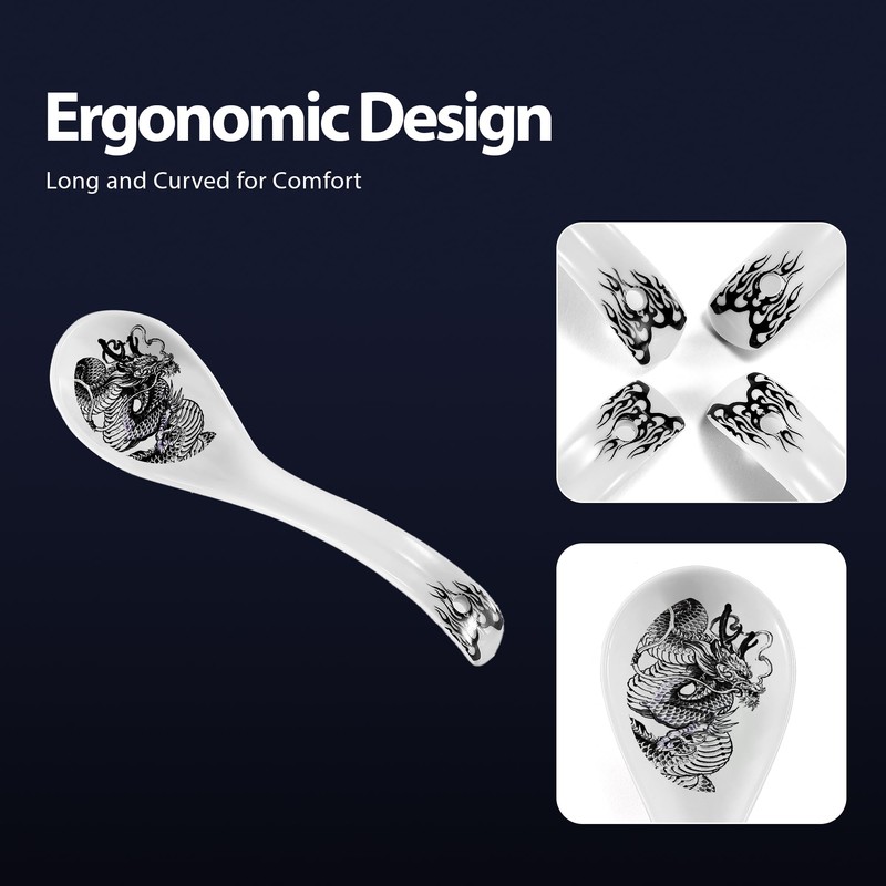 Dragon Ceramic Spoon Soup Spoons Asian Soup Spoon Chinese Korean
