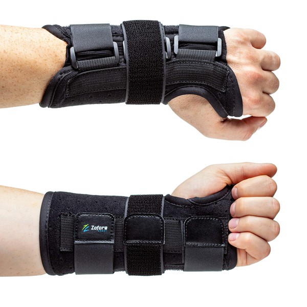 ZOFORE SPORT Carpal Tunnel Wrist Support Brace with Metal Splint Stabilizer - Helps Relieve Tendinitis Arthritis Carpal Tunnel Pain - Reduces Recovery Time for Men Women - Left (L/XL)
