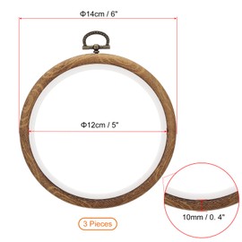 PATIKIL 5inch Embroidery Hoops, 3Pieces Imitated Wood Circle Frame Cross Stitch Hoop Ring for Embroidery Art Craft Sewing Ornaments Hanging Decoration