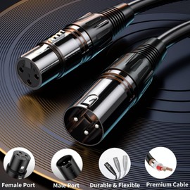 YZHCYN XLR Cables 6ft, Mic Cable XLR Microphone Cable 2Pack, Mic Cord XLR to XLR Audio Cables, XLR Male to Female 3-Pin Stage & Studio Cables, Christmas Day Gifts