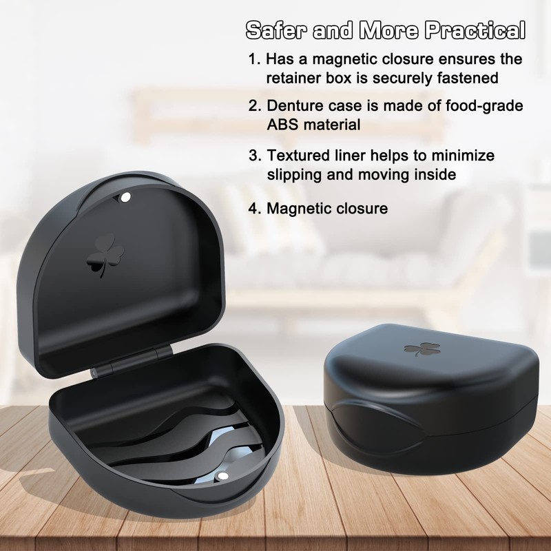 JJOVCE 2 PCS Retainer Cases, Solid Orthodontic Retainer Cases. (Black)