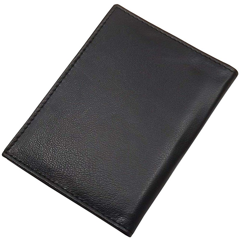 Leather ID and credit card holder in black