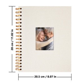 Yopih Photo Book Scrapbook with Linen Cover, 20 x 28 cm Hard Cover with White Kraft Paper Pages, for Travel, Wedding, Guest Book, Christmas, Baby Shower (20 Sheets/40 Pages)