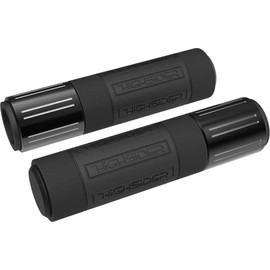 HIGHSIDER 315-055 HIGHSIDER handle bar rubber grips CONERO, black metal rings, with removable endcap, for 7/8 inch (22mm) H/bars.