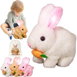 My Realistic Bunny Toy, Bunny Realistic Bunny Toy with Sounds and Movements, Interactive Bunny Toy, Handmade Stuffed Bunny for Kids, Easter Bunny Stuffed Animal (White)