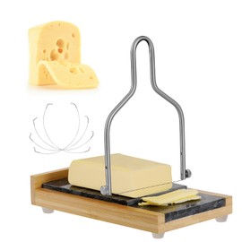 Xinglinsaiter Cheese Slicer with 4 Replacement Cutting Wires, High & Low Marble Cutting Table Top, Wire Replacement Device, for Cheese, Butter, Sausage etc. (Black)