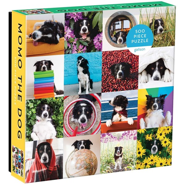 Galison Momo The Dog Puzzle, 500 Pieces, 20” x 20'' – Colorful Puzzle Featuring 16 Adorable Dog Images - Thick, Sturdy Pieces - Perfect for Family Fun, Multicolor
