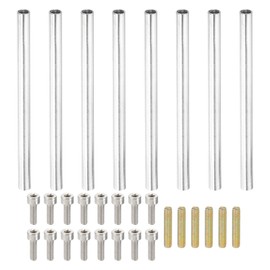 PATIKIL 75mm (3") Round Coupling Nuts Kit, M4 Threaded Connector Bar Hardware with Fully Thread Rods Socket Screws for Lamp Model Furniture DIY Repair Part