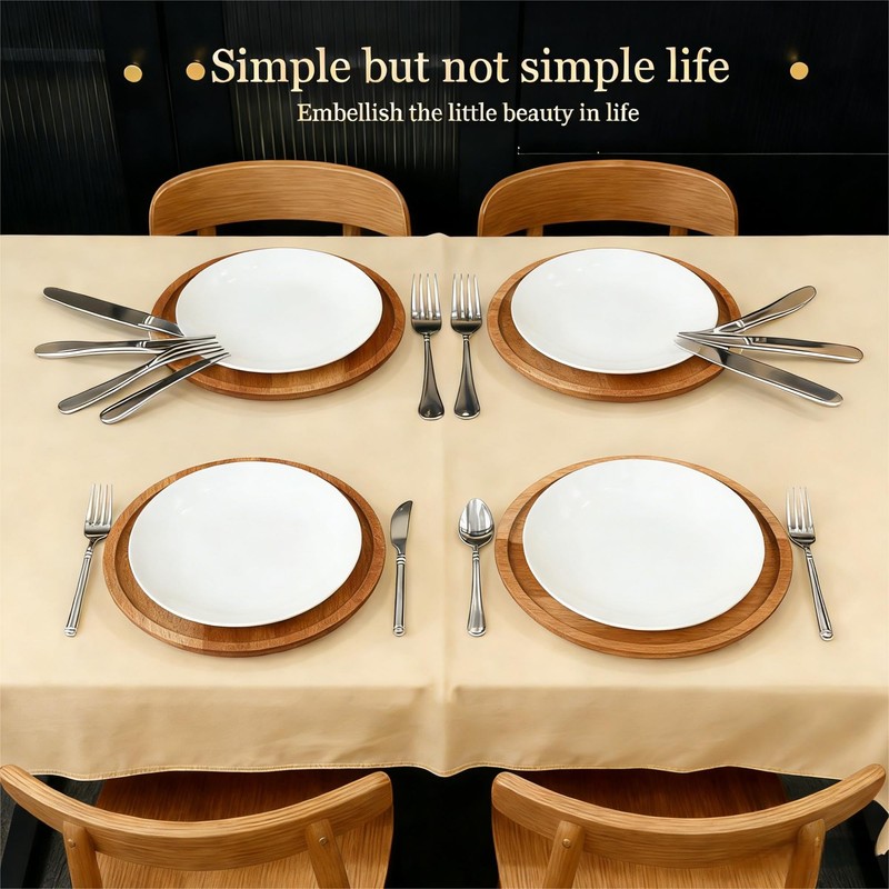 YALONG 6 Pack Acacia Wood Round Serving Boards, 12 Inch