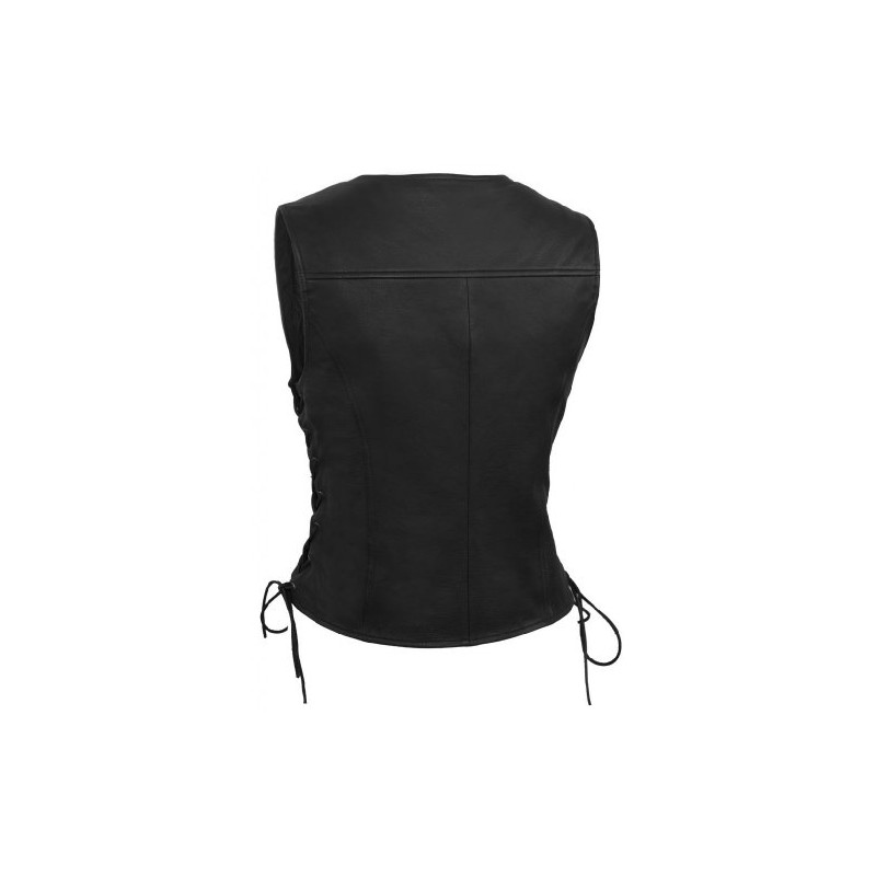 True Element Womens Longer Length Motorcycle Leather Vest With Side