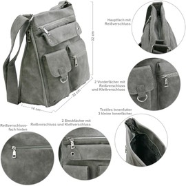 Bag Street Women's Handbag with Many Compartments - Vintage Shoulder Bag Crossbody Shoulder Bag - 32 x 32 x 14 cm, gray