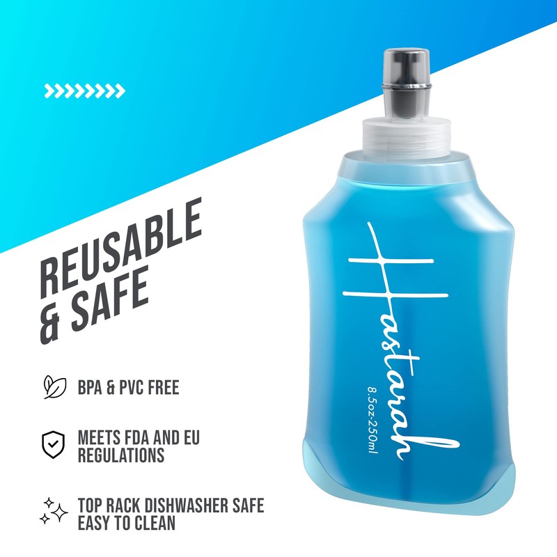 Hastarah - Botella de agua flexible de silicona, 8.5 onzas