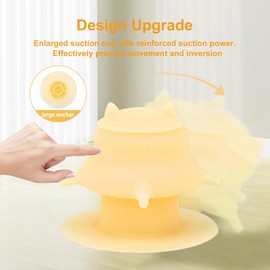 Anhozuo Puppy Milk Feeder,Dispenser Food Grade Silicone with 4 Dummy Nipples 230ml Capacity,Leak Proof Ideal Height Strong Suction,Puppy Milk Feeding Station for Newborn Dogs(Orange)