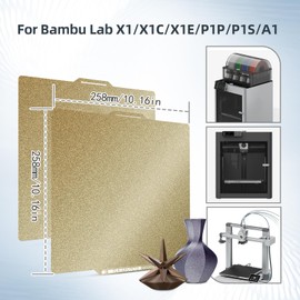 IdeaFormer IR3 P1S PEI Sheet with QR Code for Bambu Lab P1P P1S A1 X1 X1C X1E,258x258mm,Dual-Sided PEI Build Plate PLA PETG ABS Spring Steel Plate for Bambu Lab 3D Printer