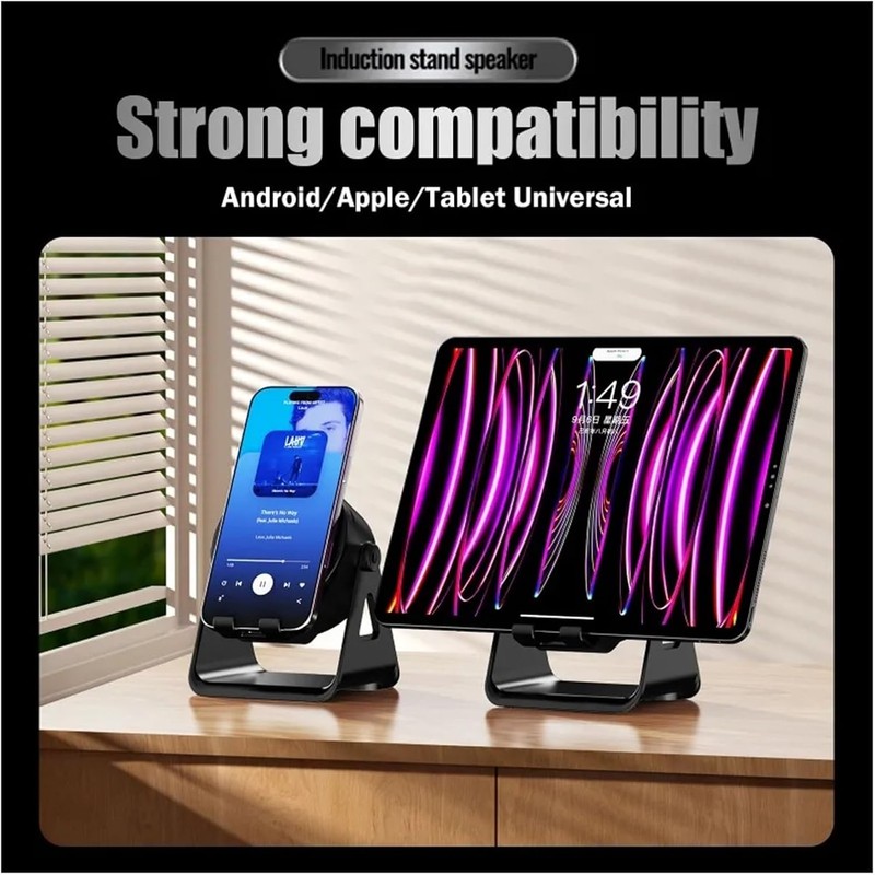Bluetooth Speaker con Soporte para Teléfono – Inducción, Estéreo y