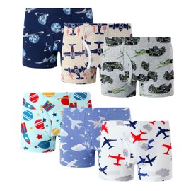 Family Feeling 6 Packs Airplanes Little Boys' Cotton Boxer Brief Underwear Size 6