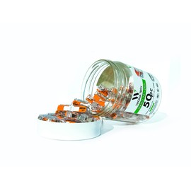 221-2401 WAGO Wire Connectors with Lever Nuts | Inline Splicing Connector with Lever | 20-12 AWG | Transparent Housing | White Cover | Fine-Stranded 2- Conductor with Lever | {Pack of 50 Pieces}