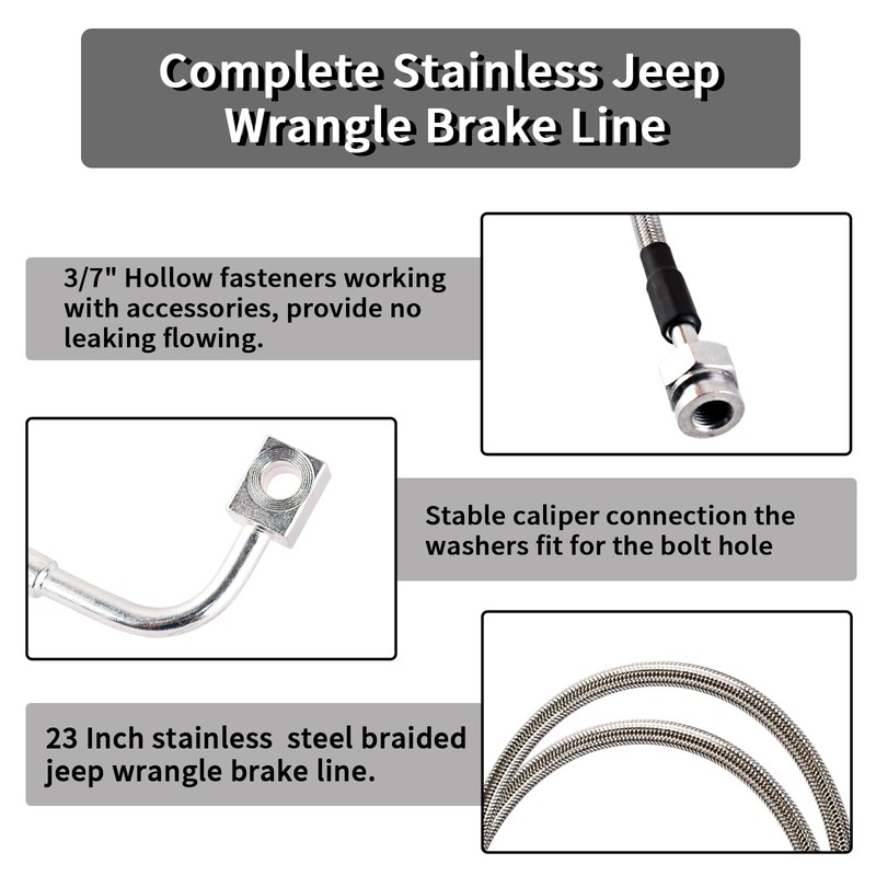 MuRealy 89715 Extended Brake Lines Kit - Stainless Steel Braided