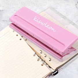 Kiswleon 6 Hole Punch Binder Puncher, Office Binder Puncher for Adjustable Spacing Metal Hole Punch for A3 A4 A5 A6 B3 B3 B4 B5 B6 B7 Size Six Ring Binder Planner, 8 Sheets Punching Capacity