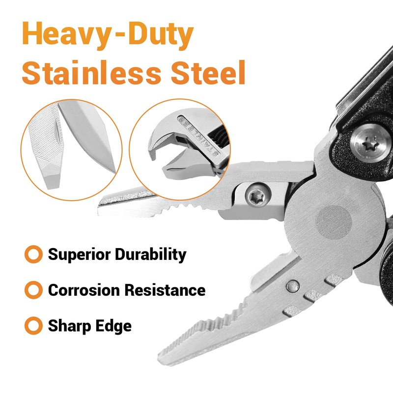 Multitool, 14-in-1 Adjustable Wrench with Screwdrivers, Knife, Saw, Pliers, Ferro