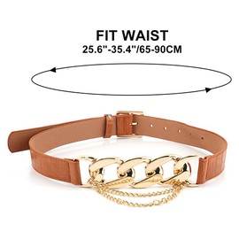 Discoball Women's Waist Belts Wide Leather Belts Fashion Dress Belts Waistband with Chain for Dress Suit Jumpsuit Coat Shirt Waist Tunic Seal Decoration