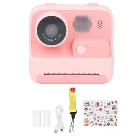 K27 Kids Instant Camera Front Rear Dual Lens Selfie Video Paper Instant Print Camera with Lanyard Pink Without Memory Card