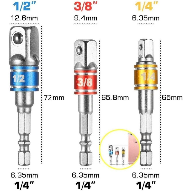 Flexible Drill Bit Extension and Universal Socket Wrench Tool Set,