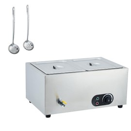 Commercial Food Warmer Stainless Steel 1500W Electric Buffet Server Bain Marie, 2-Pan Catering Hot Food Station for Restaurants, Hotels, Banquets