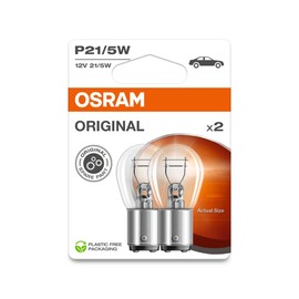 Osram Original Line 12 V Signal Lights with Metal Bases, P21/5 W, Double Blister Pack, 2 Bulbs, White