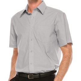 OmegaTux Mens Short Sleeve Solid Color Dress Shirts Fuchsia