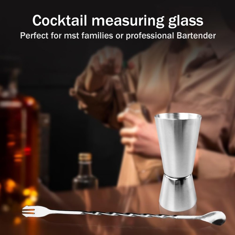 2pcs Spirit Measure 25ml 50ml,Stainless Steel Spirit Measures with Stirring