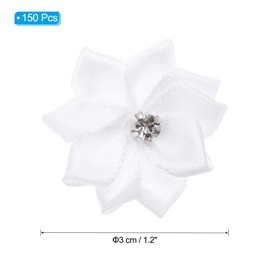 PATIKIL 1.2 Inch Small Ribbon Flowers, 150 Pcs Satin Ribbon Flowers Mini Fabric Flowers for Crafts DIY Wedding Ornament Appliques, White
