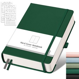 AHGXG Dotted Journal, 320 Numbered Pages Dot Grid Notebook A5 Thick Journal, 100gsm Thick Dotted Paper, Leather Hardcover, Inner Pocket, 5.7"×8.3" - Green