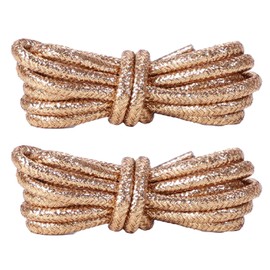 Rhinestone Shoe Laces & Glitter- Bling Crystal Drawstring Cords for Sneakers (120cm0.4cm Diameter), Gold, Free adjustment