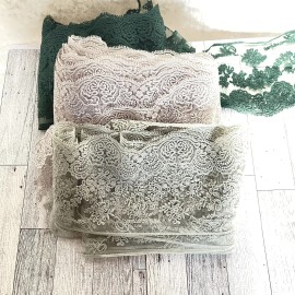 From Turkey 3 Yards Floral Embroidered Mesh Lace/Trim/ Sewing/Crafts/ 6” Wide Made In Turkey